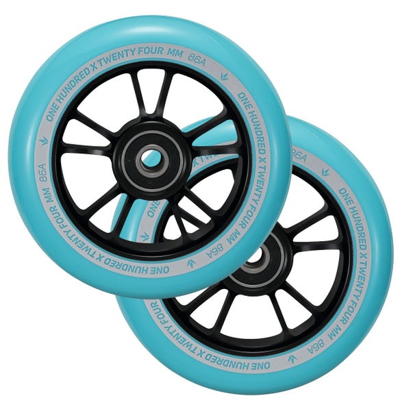 ENVY 100mm Wheels (Pair) Black/Teal