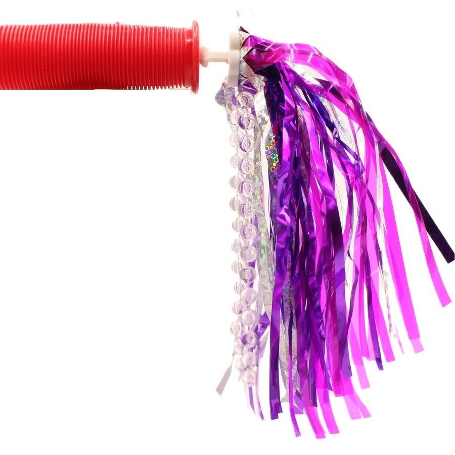 BIKES UP Kids Bike Streamers Laser Silver/Pink/Purple Clear Bead Streamer