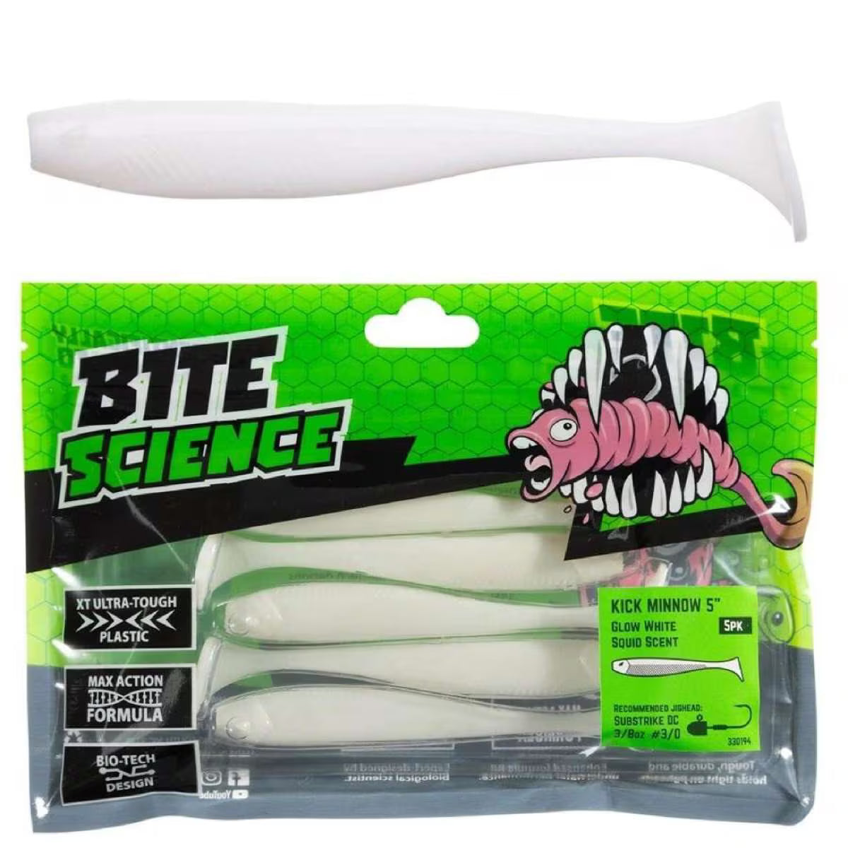 BITE SCIENCE Kick Minnow Glow White 5"