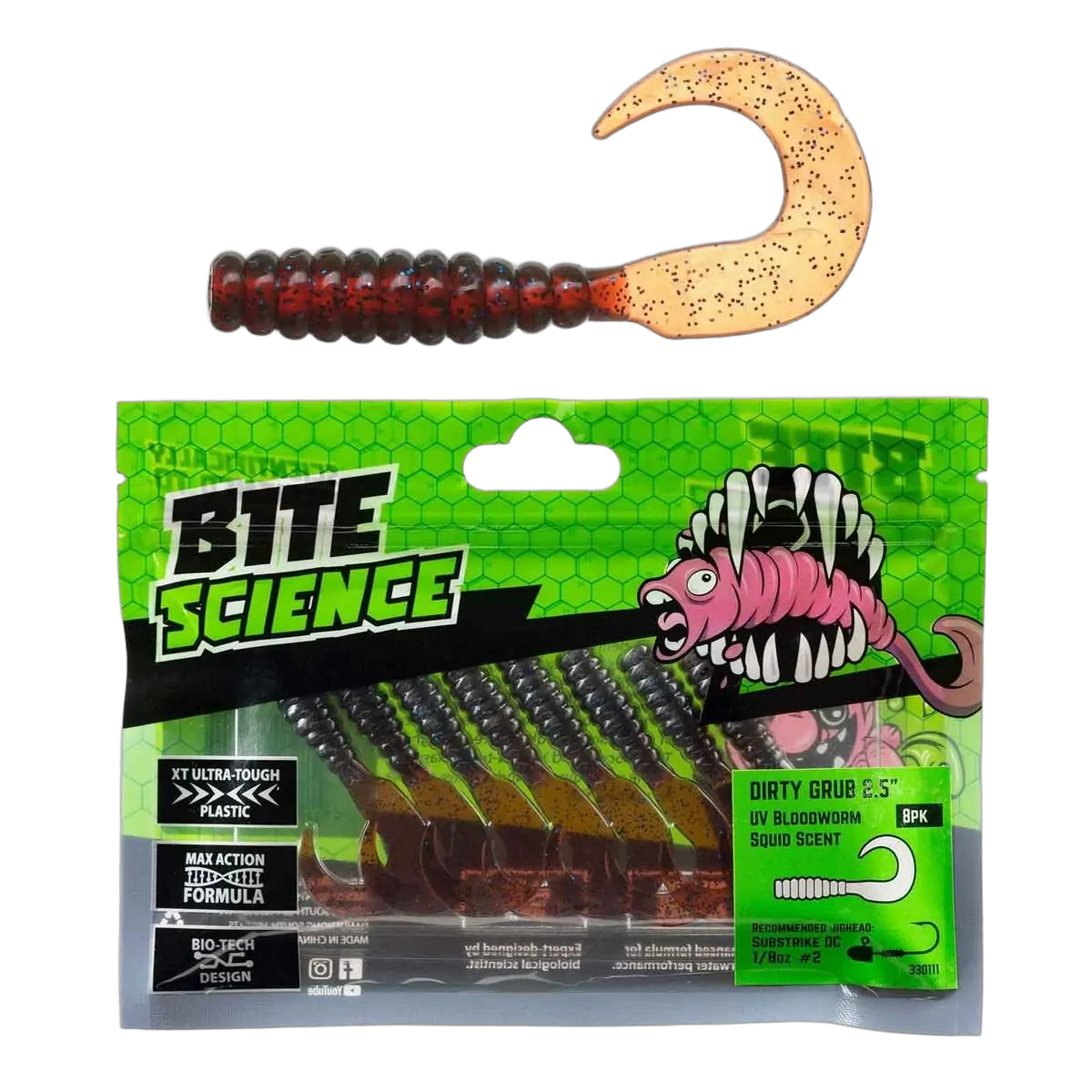 BITE SCIENCE Dirty Grub UV Bloodworm 2.5"