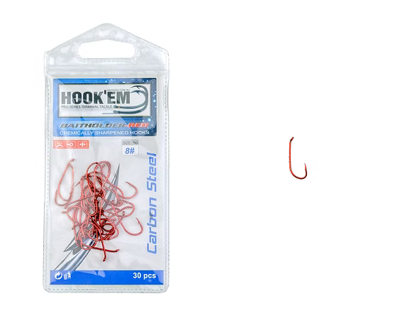 HOOKEM Baitholder Red Hooks 1/0
