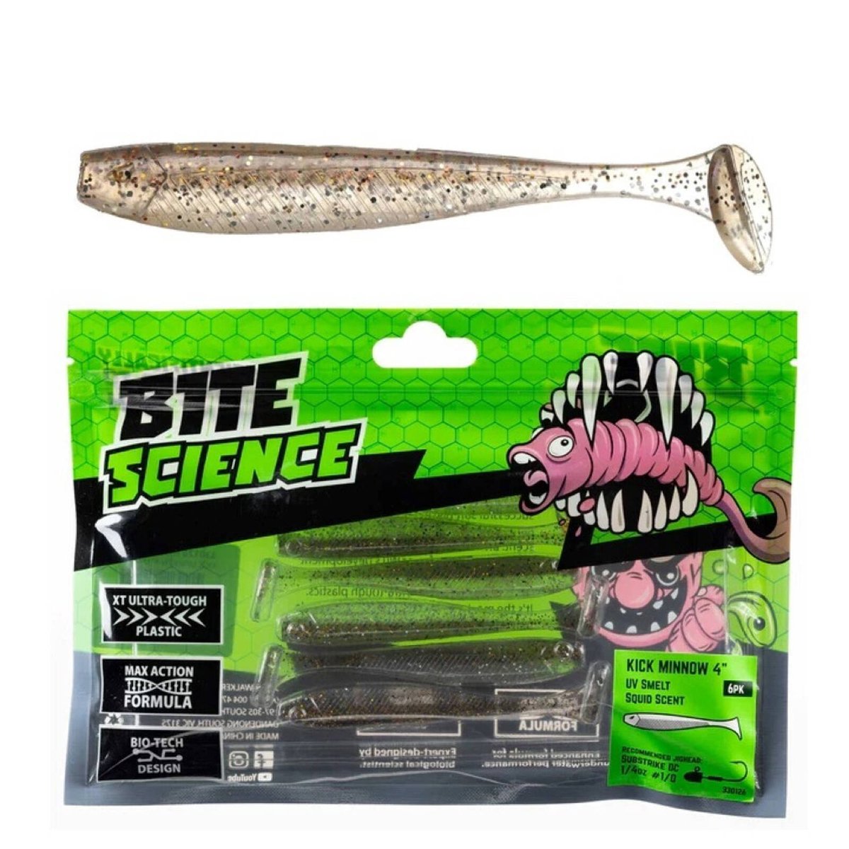 BITE SCIENCE Kick Minnow UV Smelt 4"