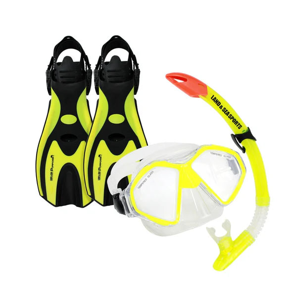 LAND & SEA Porpoise Snorkel Set Adult Yellow S-M