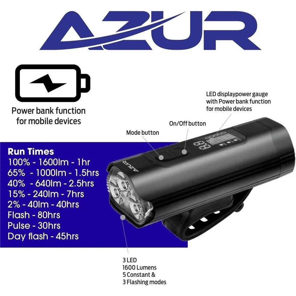 AZUR Bike Lights Combo Polix 1600 Lumens