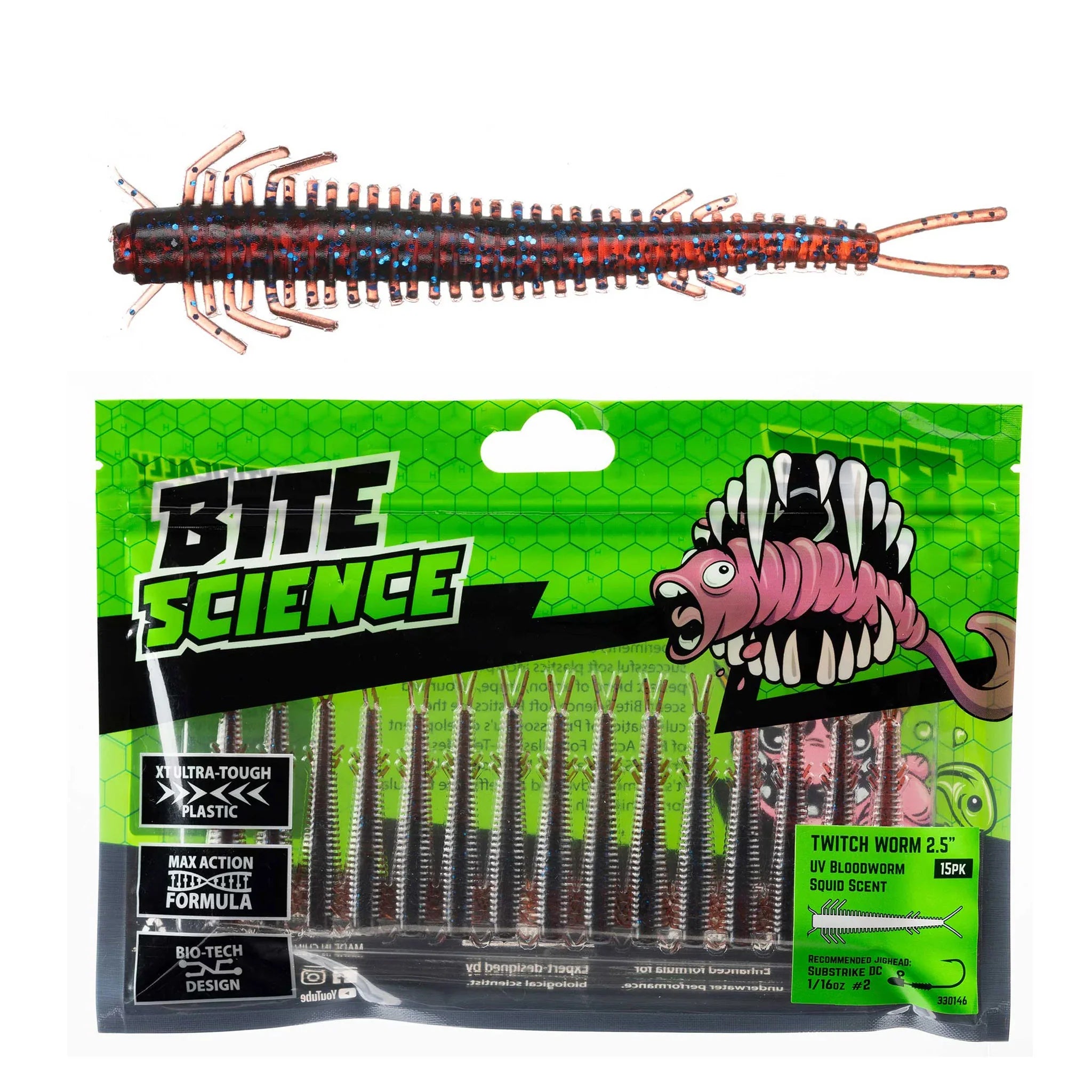 BITE SCIENCE Twitch Worm 2.5" UV Bloodworm