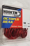 HOOKEM Octopus Beak Red Hooks 1/0 50pk