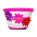 BPW Kids Woven bike Baskets Dark Pink strip W/ Flowers