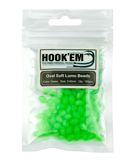 HOOKEM Soft Lumo Beads Green 4x6mm