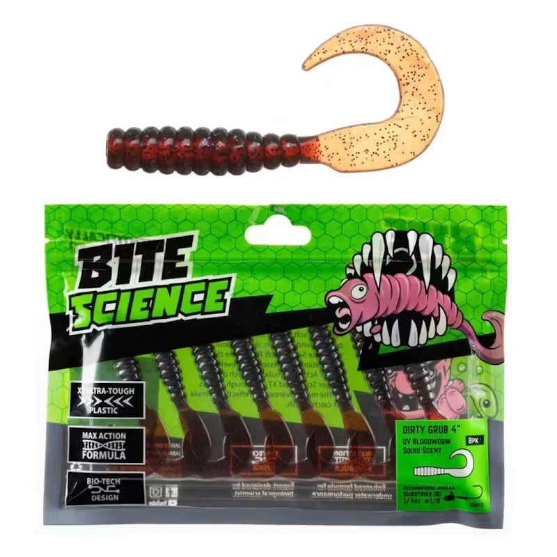 BITE SCIENCE Dirty Grub UV Bloodworm 4"