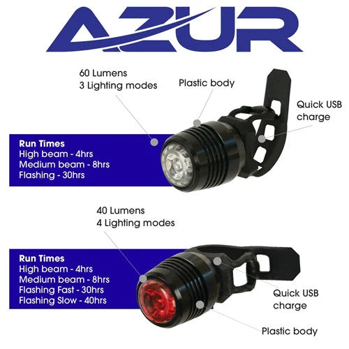 AZUR Bike Lights Combo Cyclops II 60/40 Lumens