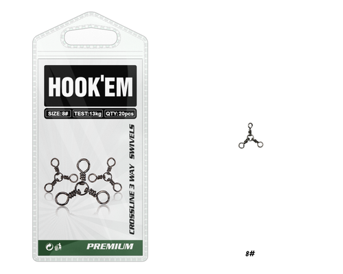 HOOKEM 3 Way Crane Swivels 1/0+,1 60kg