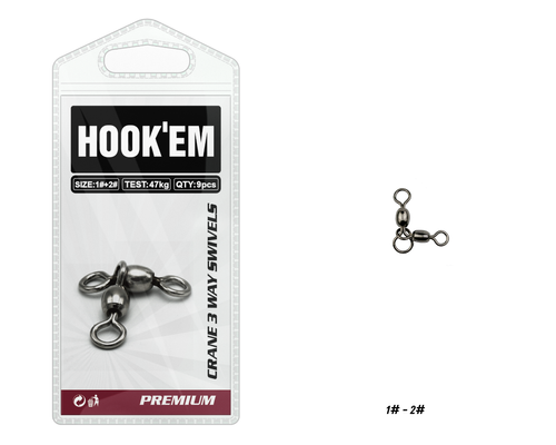 HOOKEM 3 Way Crane Swivels 2/0+1/0 75kg