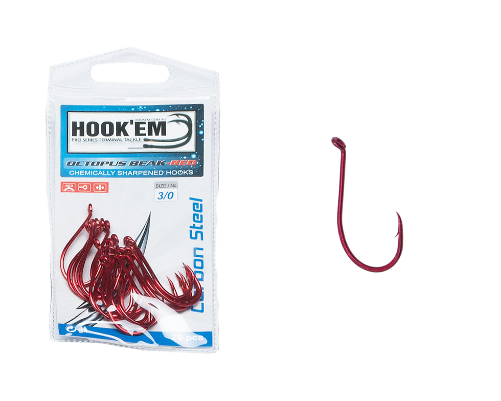 HOOKEM Octopus Beak Red Hooks 6/0