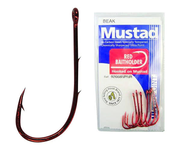 MUSTAD Red Baitholder Beak Hooks 4/0