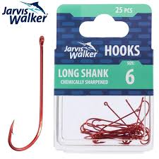 JARVIS WALKER  Long shank Hooks Red sz6