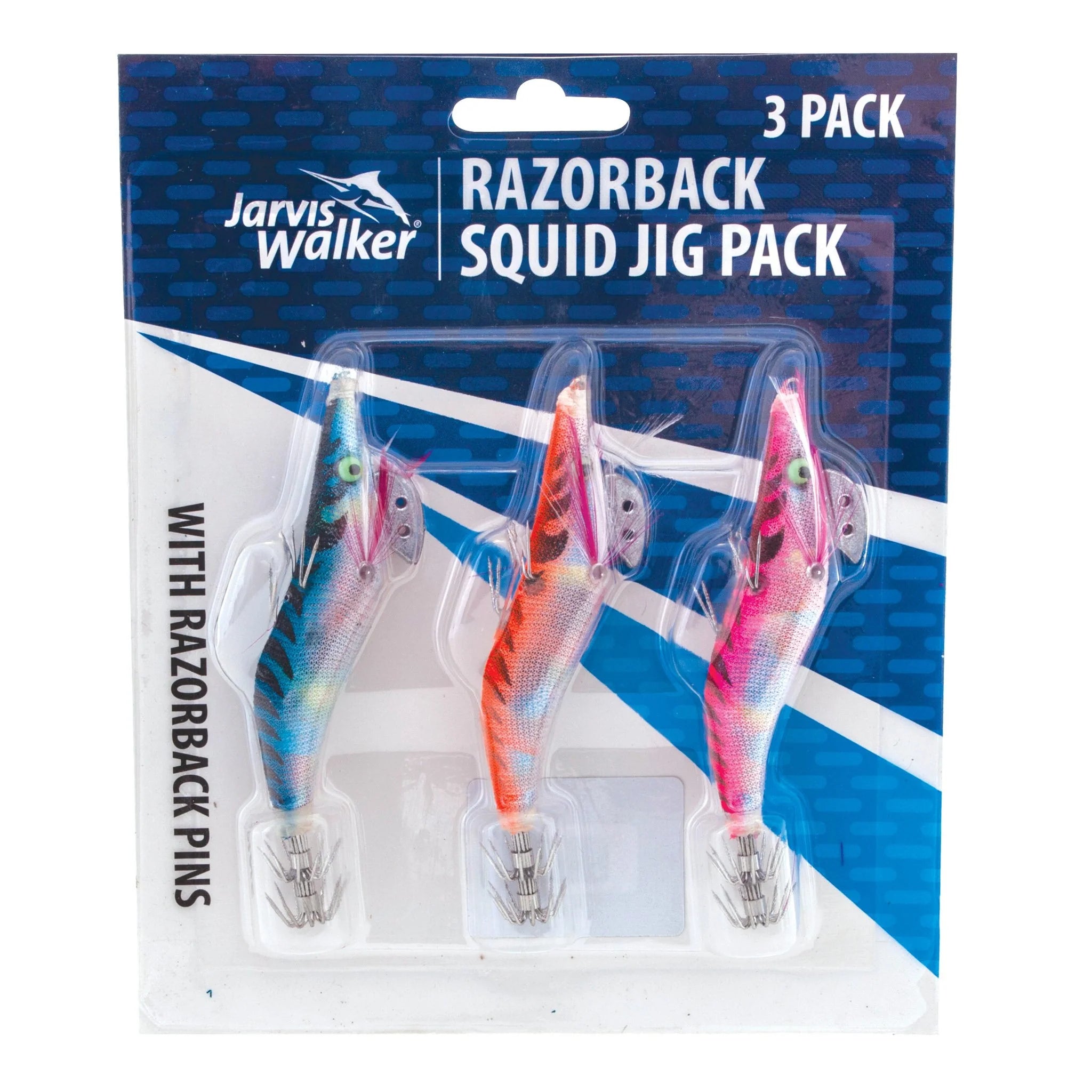 JARVIS WALKER Razorback Pearl Belly Squid Jig 3 Pack