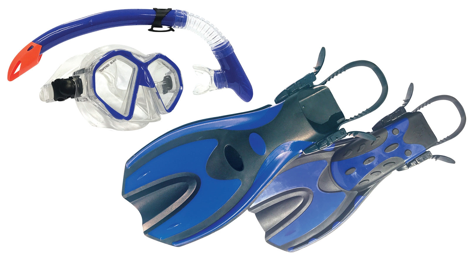 LAND & SEA Porpoise Snorkel Set Adult Blue L-XL