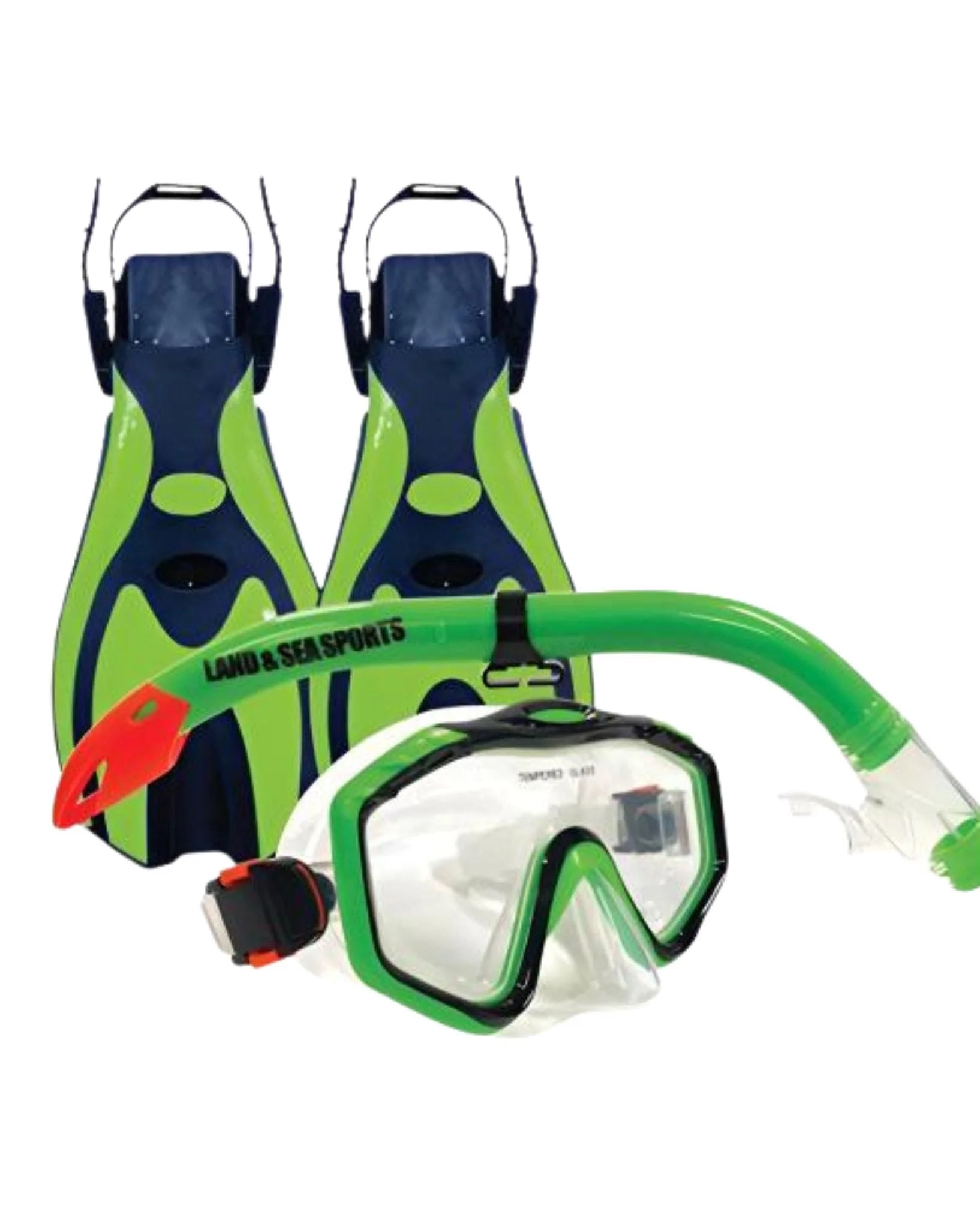 LAND & SEA Porpoise Snorkel Set Kids Lime Junior 5-9